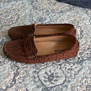 Leopard Print Penny Loafers in Brown
